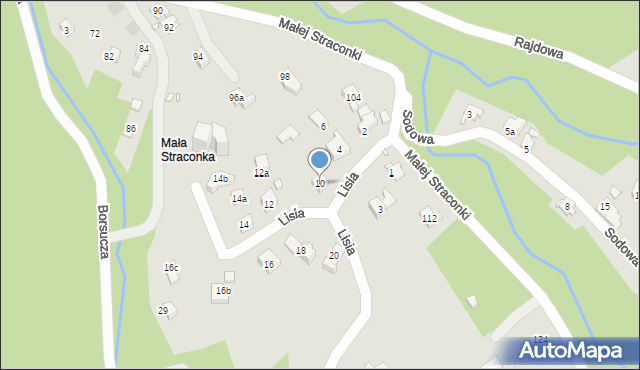 Bielsko-Biała, Lisia, 10, mapa Bielsko-Białej