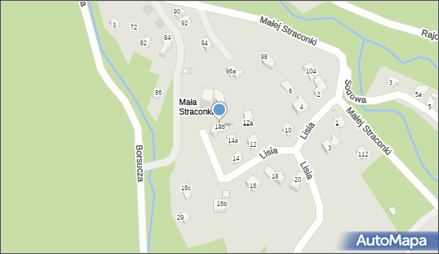 Bielsko-Biała, Lisia, 14b, mapa Bielsko-Białej