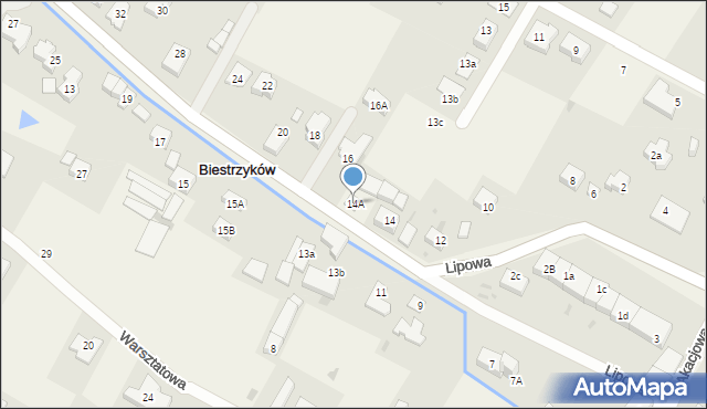 Biestrzyków, Lipowa, 14A, mapa Biestrzyków