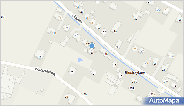 Biestrzyków, Lipowa, 23, mapa Biestrzyków