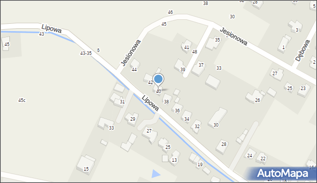 Biestrzyków, Lipowa, 40, mapa Biestrzyków