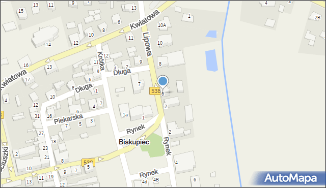 Biskupiec, Lipowa, 6, mapa Biskupiec