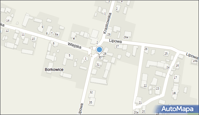Borkowice, Lipowa, 30, mapa Borkowice