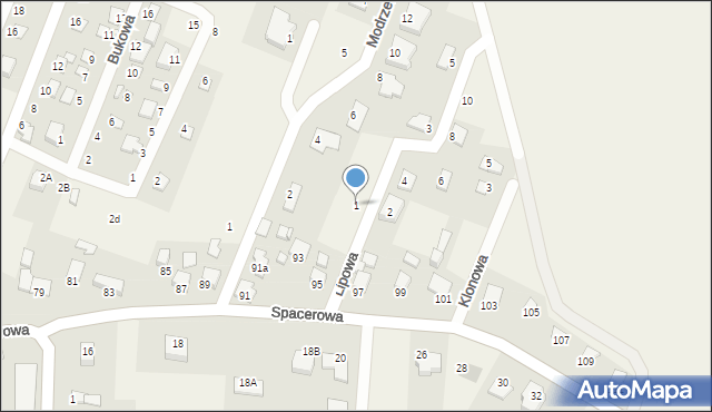 Borówno, Lipowa, 1, mapa Borówno