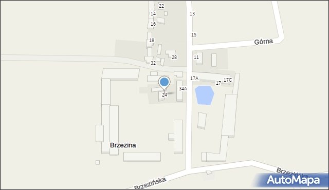 Brzezina, Lipowa, 24, mapa Brzezina