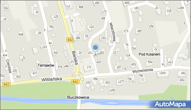 Buczkowice, Lipowa, 26, mapa Buczkowice