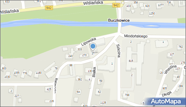 Buczkowice, Lipowska, 17, mapa Buczkowice