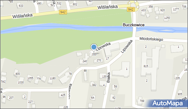 Buczkowice, Lipowska, 333, mapa Buczkowice