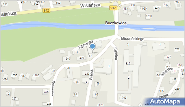 Buczkowice, Lipowska, 730, mapa Buczkowice