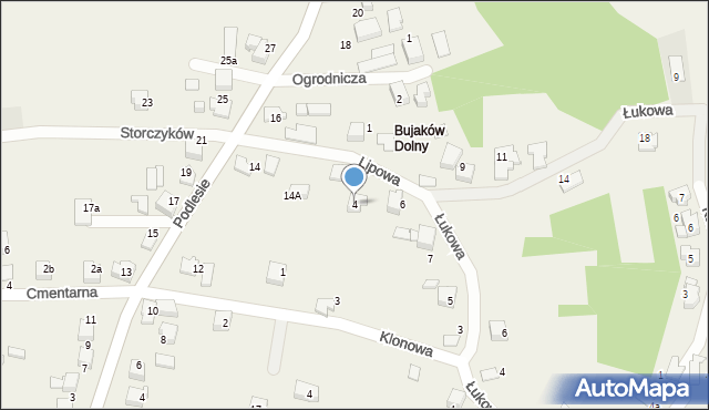 Bujaków, Lipowa, 4, mapa Bujaków