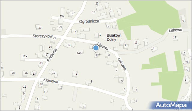 Bujaków, Lipowa, 4, mapa Bujaków