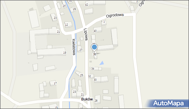 Buków, Lipowa, 36, mapa Buków