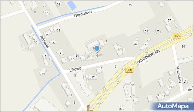 Byków, Liliowa, 6, mapa Byków