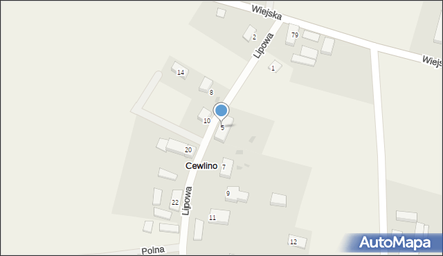 Cewlino, Lipowa, 5, mapa Cewlino