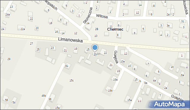 Chełmiec, Limanowska, 13, mapa Chełmiec