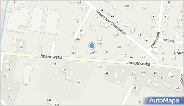 Chełmiec, Limanowska, 22a, mapa Chełmiec