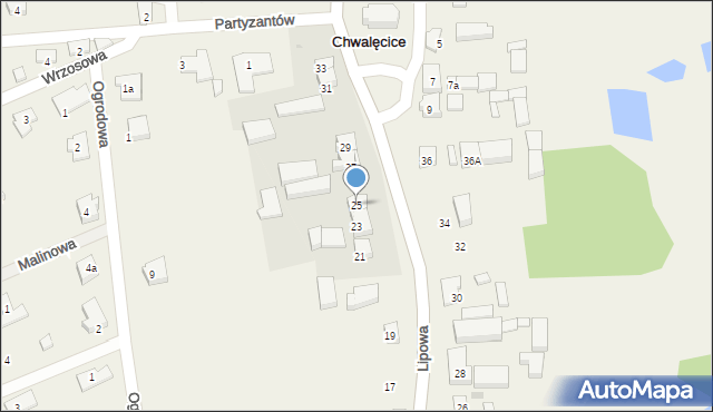 Chwalęcice, Lipowa, 25, mapa Chwalęcice