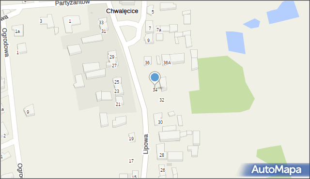 Chwalęcice, Lipowa, 34, mapa Chwalęcice