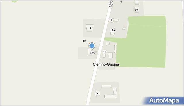 Ciemno-Gnojna, Lipowa, 12A, mapa Ciemno-Gnojna