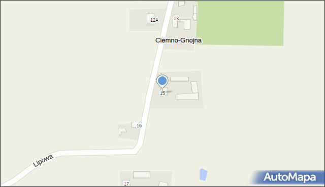 Ciemno-Gnojna, Lipowa, 15, mapa Ciemno-Gnojna