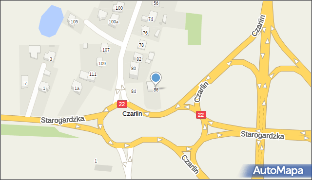 Czarlin, Lipowa, 86, mapa Czarlin