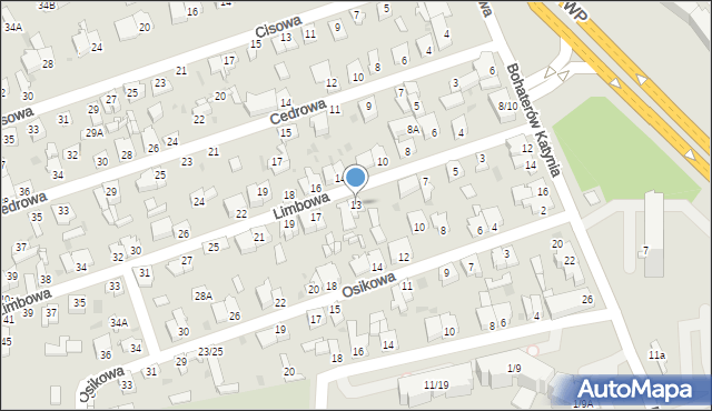 Częstochowa, Limbowa, 13, mapa Częstochowy