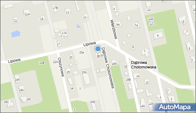 Dąbrowa Chotomowska, Lipowa, 18, mapa Dąbrowa Chotomowska