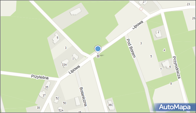 Dąbrowa Chotomowska, Lipowa, 36, mapa Dąbrowa Chotomowska