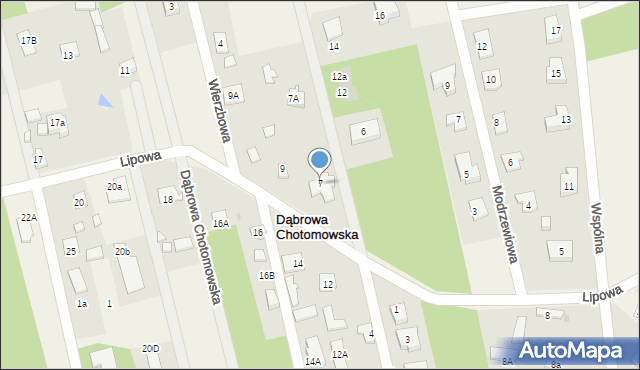 Dąbrowa Chotomowska, Lipowa, 7, mapa Dąbrowa Chotomowska