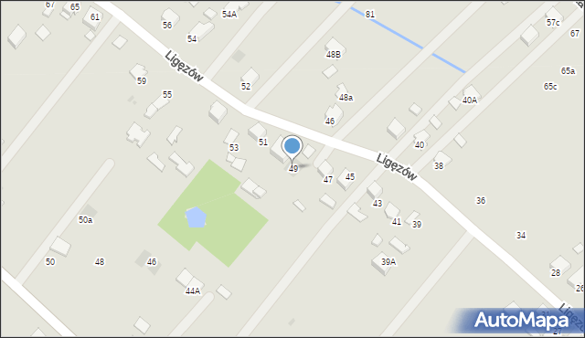 Dąbrowa Tarnowska, Ligęzów, 49, mapa Dąbrowa Tarnowska