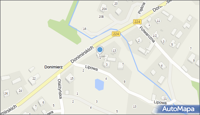 Donimierz, Lipowa, 1, mapa Donimierz