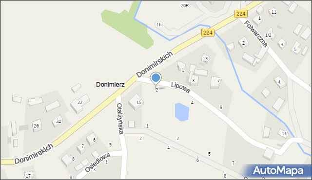 Donimierz, Lipowa, 2, mapa Donimierz