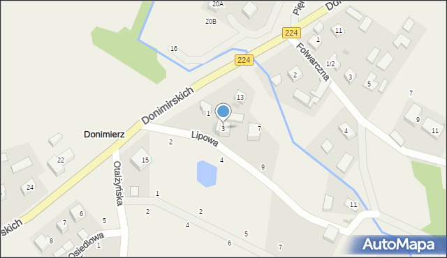 Donimierz, Lipowa, 3, mapa Donimierz