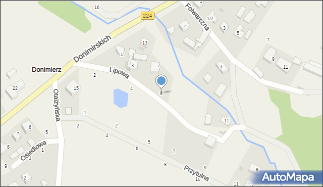 Donimierz, Lipowa, 9, mapa Donimierz