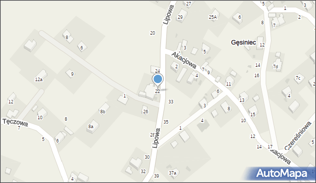 Gęsiniec, Lipowa, 22, mapa Gęsiniec