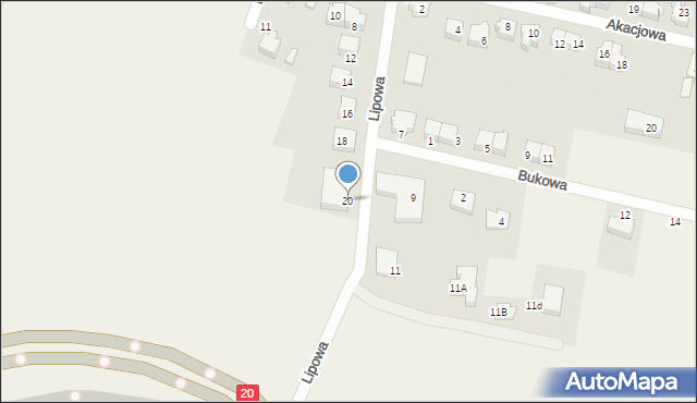 Glincz, Lipowa, 20, mapa Glincz