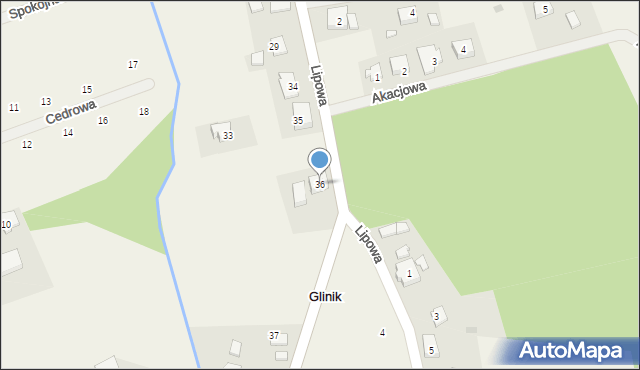 Glinik, Lipowa, 36, mapa Glinik