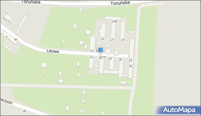 Gliwice, Liliowa, 20, mapa Gliwic