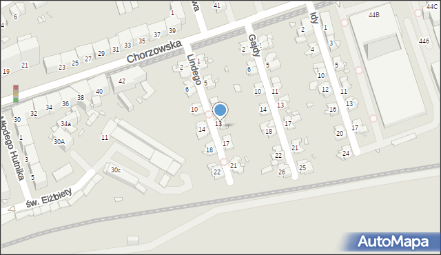 Gliwice, Lindego Samuela Bogumiła, 15, mapa Gliwic