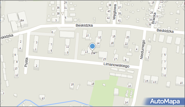 Gliwice, Limanowskiego Bolesława, 13a, mapa Gliwic