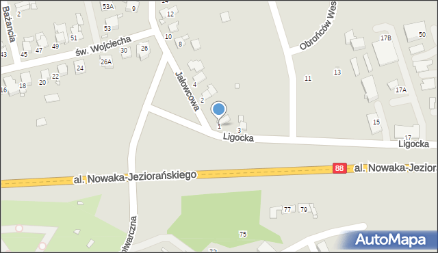 Gliwice, Ligocka, 1, mapa Gliwic