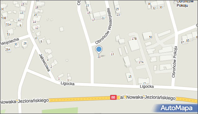 Gliwice, Ligocka, 11, mapa Gliwic