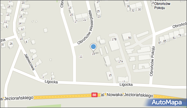 Gliwice, Ligocka, 13, mapa Gliwic