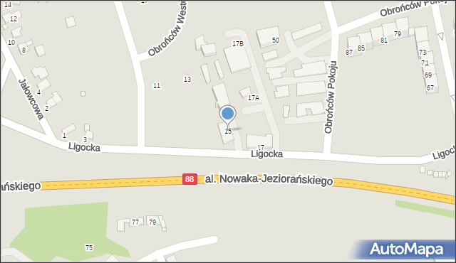 Gliwice, Ligocka, 15, mapa Gliwic