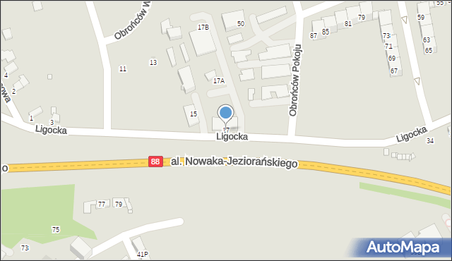 Gliwice, Ligocka, 17, mapa Gliwic