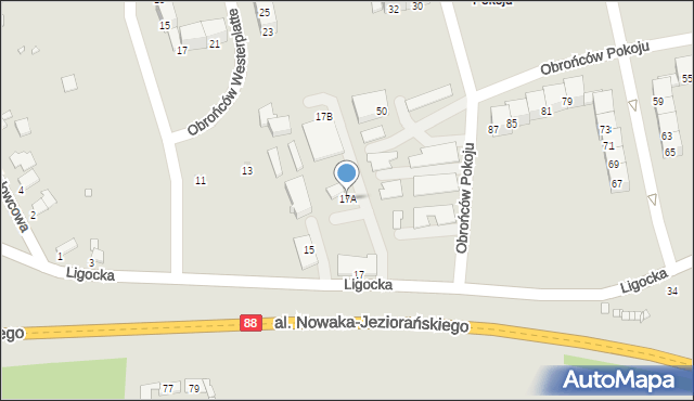 Gliwice, Ligocka, 17A, mapa Gliwic