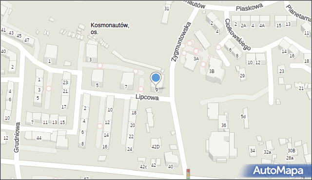 Gliwice, Lipcowa, 9, mapa Gliwic