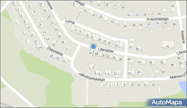 Gliwice, Literatów, 22, mapa Gliwic