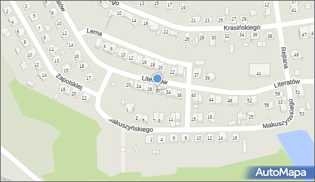 Gliwice, Literatów, 30, mapa Gliwic