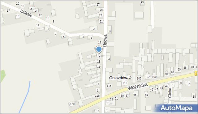 Gniazdów, Lipowa, 15, mapa Gniazdów